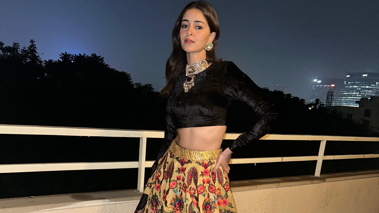 Ananya Panday’s amber gold Rimple & Harpreet lehenga highlights the ancient suzani craft