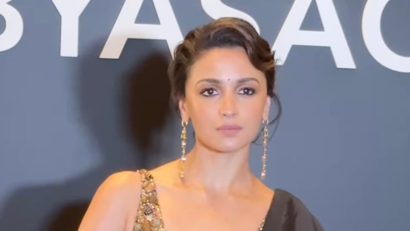 Alia Bhatt wears a stark black Murshidabad silk sari to celebrate 25 years of Sabyasachi