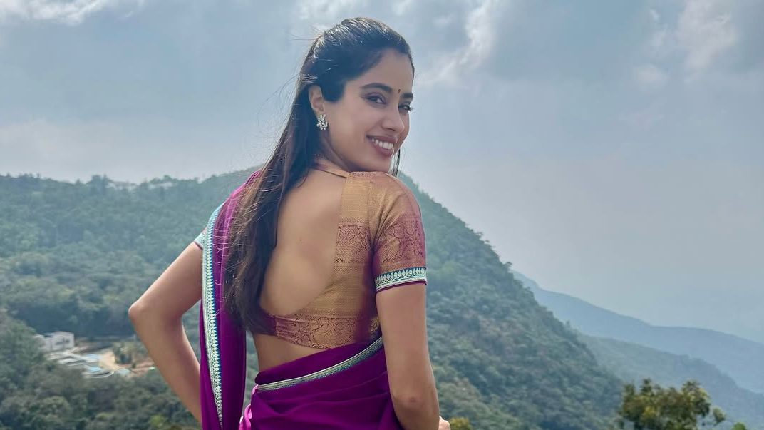 Janhvi Kapoor’s traditional pattu pavadai or half-sari is a lesson in colour-blocking