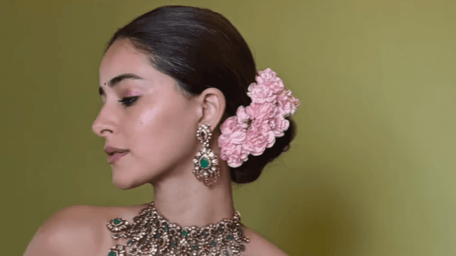Ananya Panday’s chikankari sari + mirror work corset by Itrh is the ultimate baraati outfit