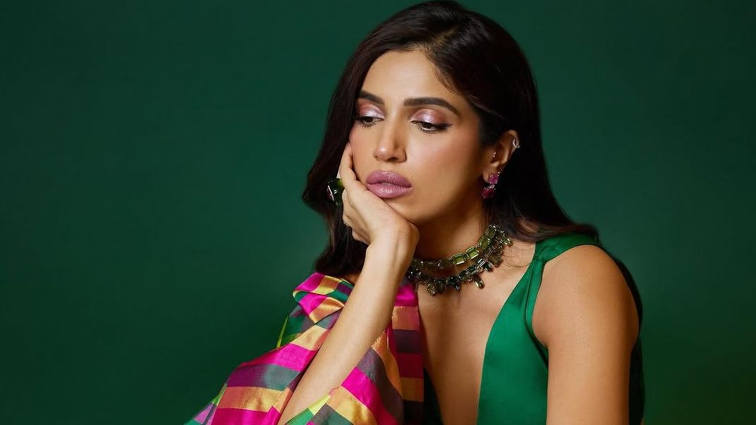 Bhumi Pednekar’s Madras checks Raw Mango sari features a melange of colours