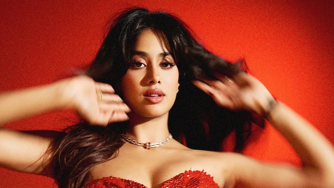 Janhvi Kapoor’s tangerine Gaurav Gupta gown was embellished with 35,000 crystals