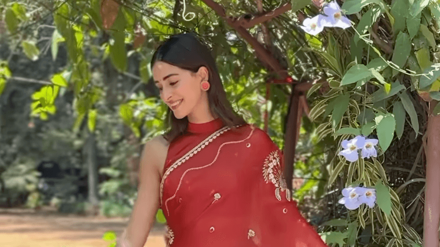 Ananya Panday roots for quiet luxury in a red Kshitij Jalori sari