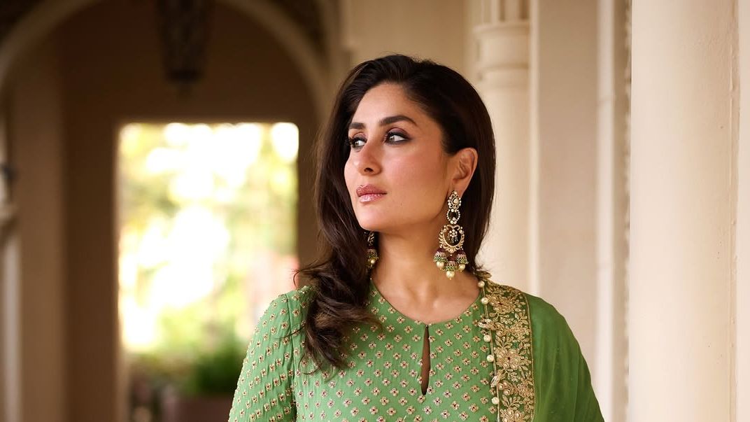 Kareena Kapoor Khan returned to the straight-cut suit with buttis by Arpita Mehta