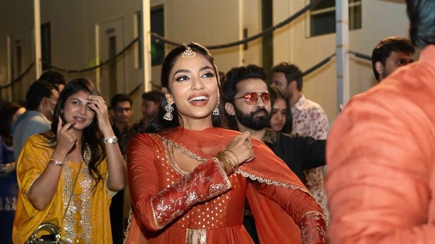 Sobhita Dhulipala’s burnt orange anarkali with shararas feels borrowed from the ’90s