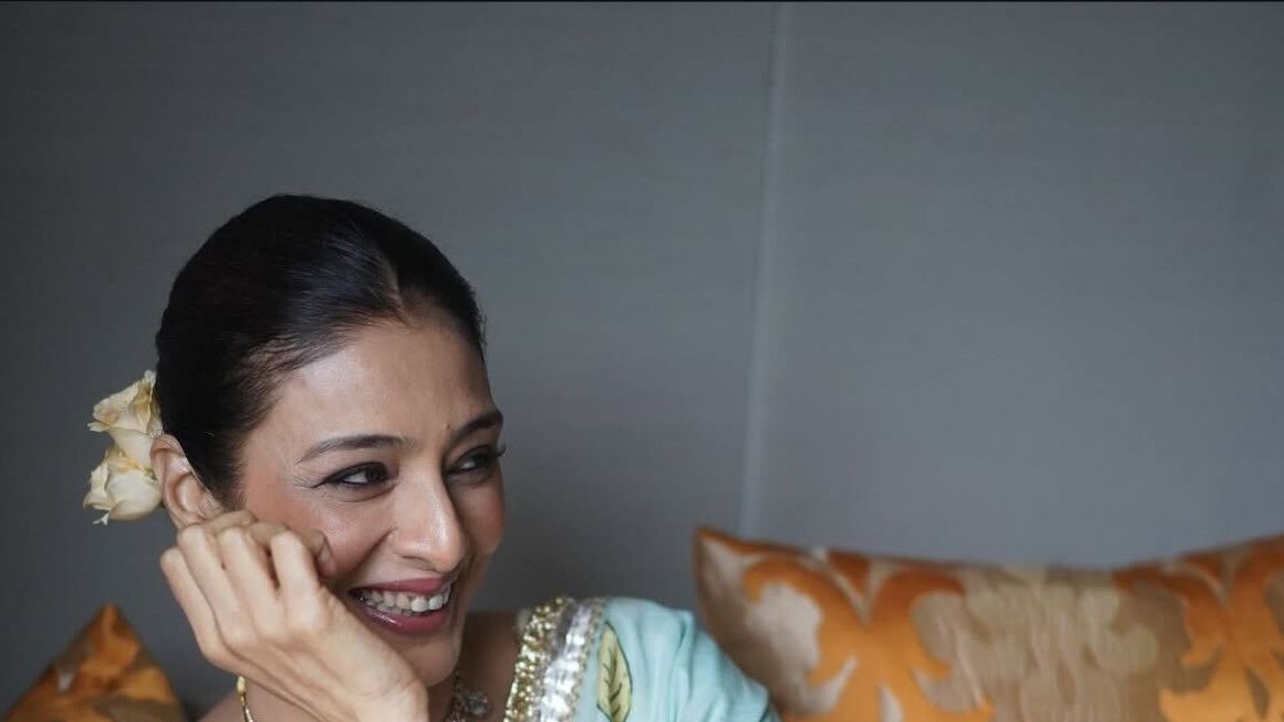 Tabu’s ivory lehenga comes alive with a floral and avian motif dupatta