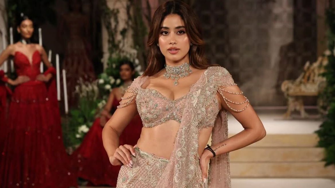 Janhvi Kapoor’s Indo-Western look by Jayanti Reddy featured baroque embroidery