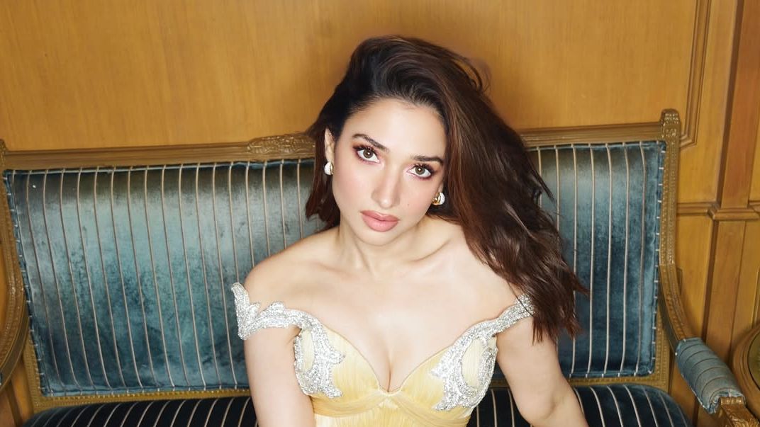 Tamannaah Bhatia’s butter yellow Manish Malhotra gown is adorned with crystal work