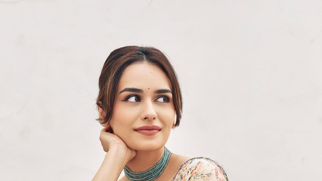 Manushi Chhillar brings painterly florals to monsoon with her Label Anushree sari