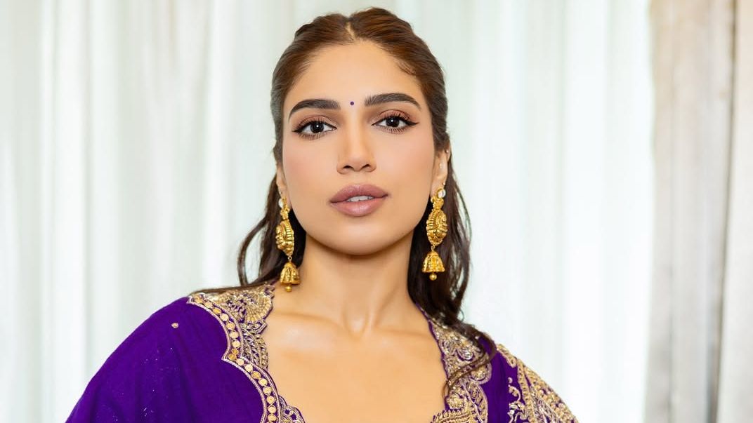 Bhumi Pednekar’s purple anarkali gleams with jewellery-like embroidery