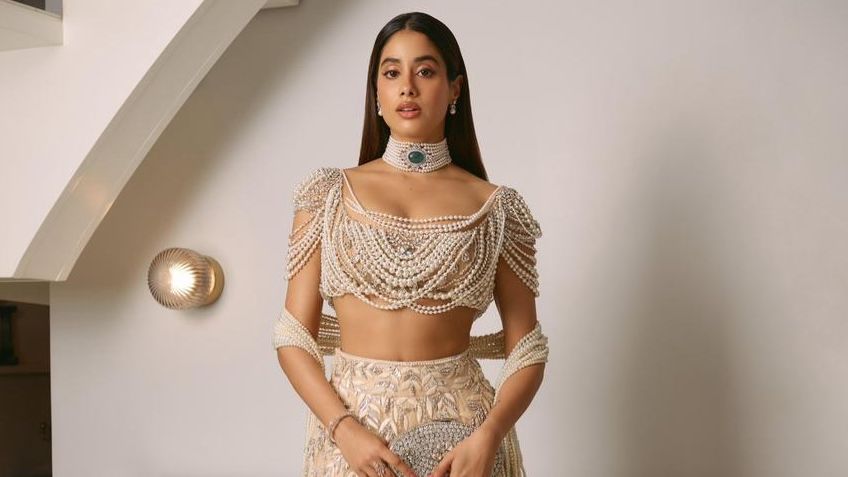 Janhvi Kapoor’s Manish Malhotra look is all pearls, threadwork and high-impact detailing