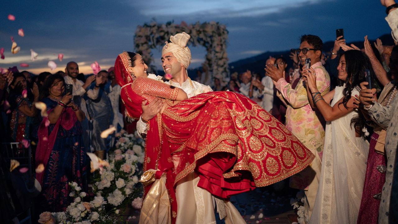 A wedding in Mykonos shaped by Bollywood dreams and a love story that crossed continents