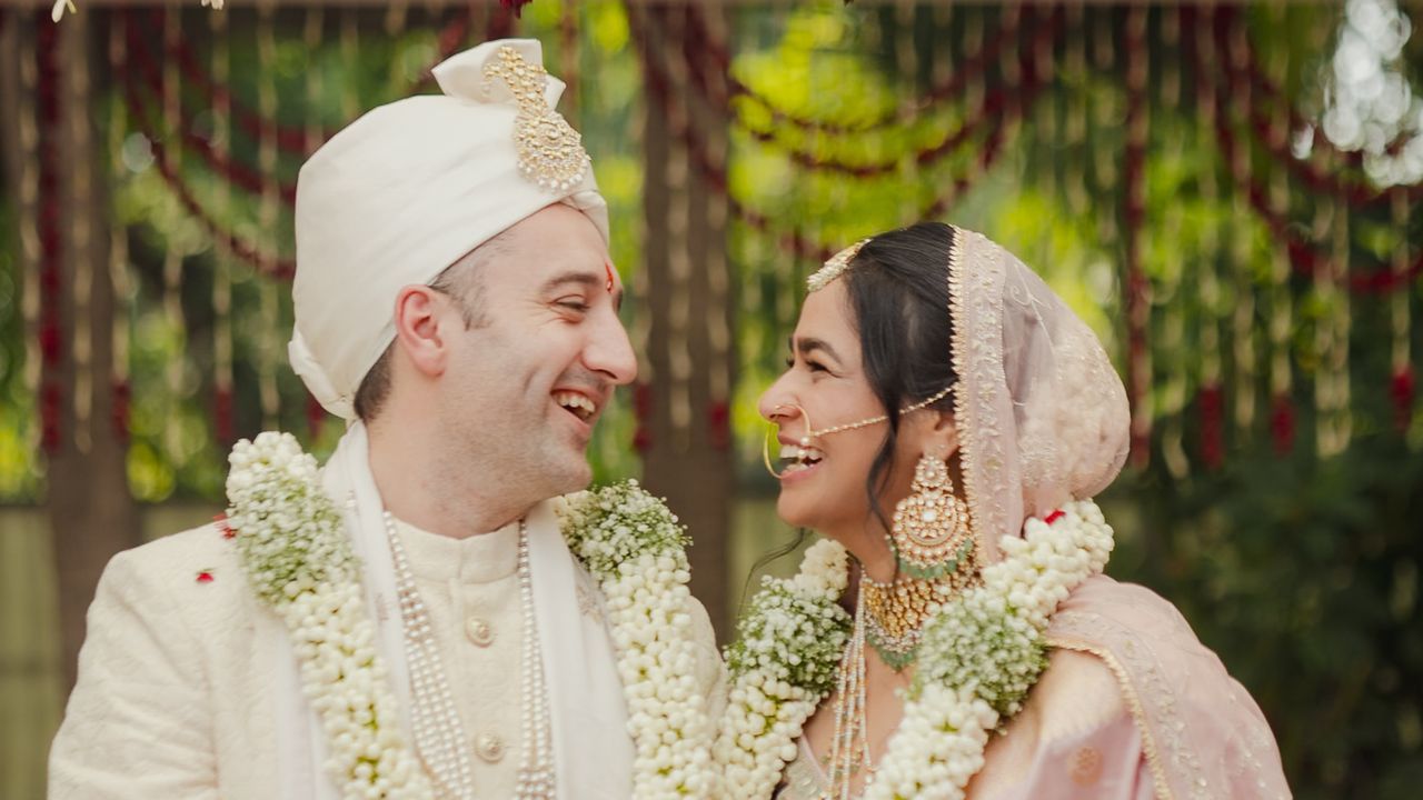 At this wedding in New Delhi, a mandap and an altar shared the same space