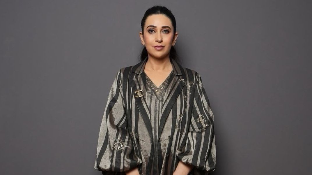 Karisma Kapoor’s black-and-silver EKA dress reframes linen zari for festive dressing