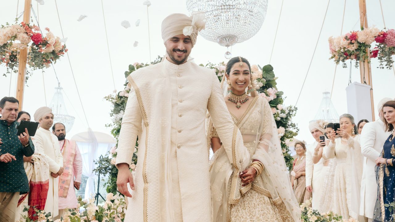 This wedding in Australia moved from a Sydney church to a countryside mandap